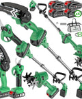 Crush Your Yard Tasks With This Awesome Cordless Electric Tool Set Featuring An Electric Pruner Mini Chainsaw Mini Tiller And Extension Pole Includes Battery And Charger Top Shelf Gear for yard work.