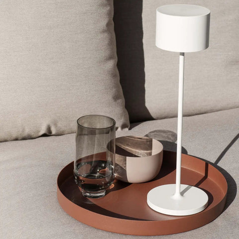 Super Sleek Portable LED Lamp In Warm Gray, Farol Mobile Light, Perfect For Home Or Desk, Battery Powered And Easy To Move