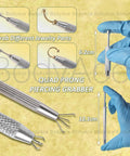 Piercing Taper Ball Grabber Tool Set 14G 16G 18G 20G Stainless Steel for Easy Jewelry Change shown held with gloved hand