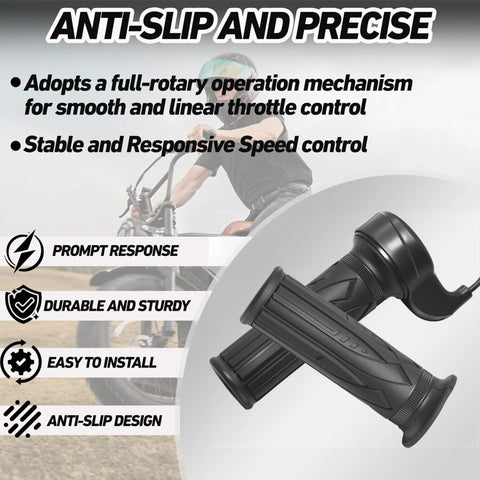 20X Full Twist Throttle Grip For E Bike 12V To 72V Waterproof Anti Slip With 3 Pin SM Plug Fits 22.2mm Handlebars Ride Ready For Electric Bikes Mountain Bikes Folding Scooters