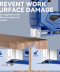 2 In 1 Cordless Brad Nailer And Staple Gun With Brushless Motor for DIY and upholstery work showing safety lock feature on wood.