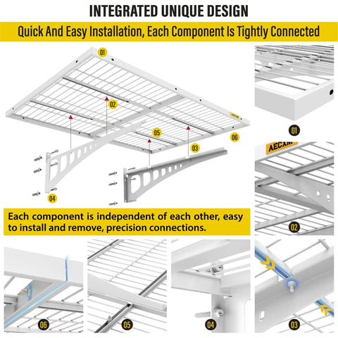 Assembly guide for Two Pack Tough As Nails Garage Wall Mounted Shelving Unit 24x36 Inches 2x3ft Sliding Rail Design White with 560 Lb Capacity