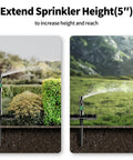 Sprinkler heads adjusting height in Flexible Sprinkler System for Lawn and Garden Beds DIY Irrigation Kit with Adjustable Sprinkler Heads Above Ground Watering Solution for Lawn Flowers and Vegetables 50ft Garden Hose Included
