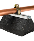 Installed Heavy Duty Rubber Cushion Strut Clamp With Yellow Zinc Finish Three Quarter Inch CTS Ten Pack USA Made Noise And Vibration Dampening Durable Corrosion Resistant Pipe Mount Clamp securing copper pipe.