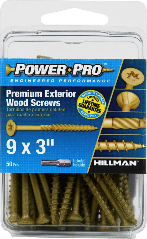 Premium Exterior Wood Deck Screws 9 By 3 Inch All Purpose Outdoor Decking Screws With T25 Star Bit Included 50 Pieces Pack