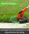 10 Pack Weed Eater Spool Replacements For Black And Decker AF-100 And AF Series Trimmers, cutting grass along a walkway.