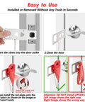 AceMining portable red door lock with metal bracket and chain installed on a door.