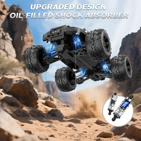 1/16 Scale Brushless RC Monster Truck 4WD All Road High Speed Car Hits 34 MPH With Dual 2S LiPo Batteries Included jumping