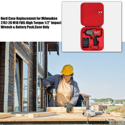 Durable Hard Case For Milwaukee 2767-20 M18 FUEL Half Inch Impact Wrench Case Only with red interior and mesh pocket