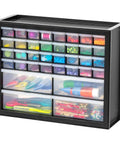 36 Drawer Parts Storage Cabinet For Garage And Workshop Built Tough Organizer For Hardware Screws Nuts Bolts Beads And Craft Supplies Electronics Teacher Toolbox Made In USA Black showing assorted supplies