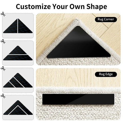 No Slip Rug Grippers 12 Pack For Area Rugs Keep Rugs Flat On Hardwood Floors Tile Or Mats With Anti Slip Rug Pads Tape