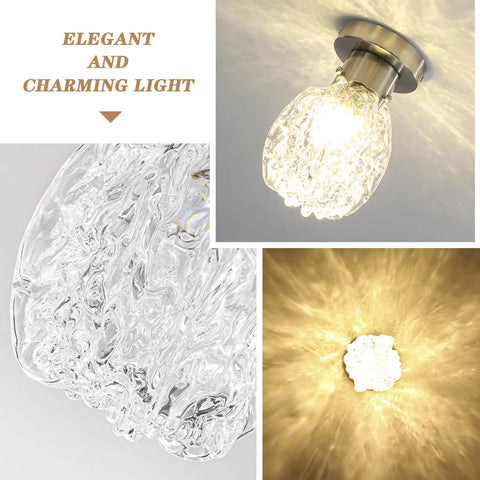 Crystal Chandelier 4 Light Flush Mount Ceiling Light Fixture With G9 Socket illuminating elegant patterns on ceiling