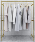 Heavy Duty Clothes Rack With Elegant Gold Finish And Dual Rail Design, 100 By 130 Cm, holding clothes, sturdy and space-saving
