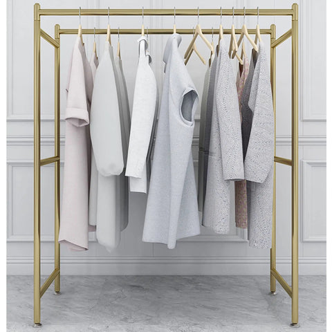 Heavy Duty Clothes Rack With Elegant Gold Finish And Dual Rail Design, 100 By 130 Cm, holding clothes, sturdy and space-saving