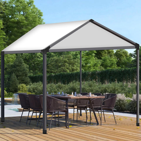 30 Degree Slanted Pergola Bracket Kit for 4x4 Wood Pergolas setup over outdoor dining area