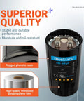 UL Certified 340-408uF Round Start Capacitor 220-250V AC 50 60 Hz Plug In Replacement for Single Phase Motors Visible