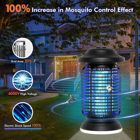 Outdoor And Indoor Bug Zapper With Waterproof Build And LED Night Light 18W Power 4000V High Voltage Electric Mosquito Trap