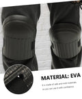 Close-up of Hella Tough Dual Knee Guards For Mechanics And Tradesmen, black EVA material, shown on knees for durability.