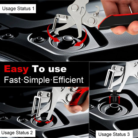 Pro Grade Car Clip Pliers For Auto Trim And Panel Fasteners Removal Safe Push Pin And Rivet Tool in use showcasing versatility