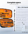 152 In 1 Precision Screwdriver Set With Magnetic Bit Kit for Electronics Repairs, open case showing organized CRV steel bits