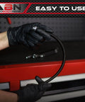 Flexible Socket Extension Set for 1/4 and 3/8 Inch Drive, 4 Piece Light Duty Wrench Extensions shown bending by hands
