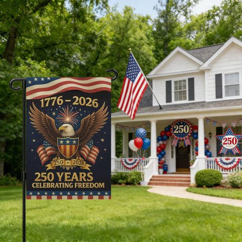 250th Anniversary USA Garden Flag For Outside 1776-2026 Patriotic Yard Sign Outdoor Banner 12x18 inch in front yard