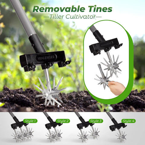 Rotary Cultivator Garden Tool With Long Handle For Easy Clod Breaking And Seedbed Prep Adjustable Hand Tiller Manual Soil Crusher demo