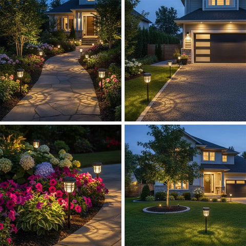 Solar Pathway Lights Outdoor Waterproof IP65 No Fuss Dual Lighting Modes Warm White And Cool White LED Garden Lights For Yard Landscape Walkway Driveway Lawn Decor Glass Finish