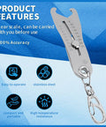 Front view: Aphohome bolt size finder keychain, stainless steel precision gauge with dual metric/SAE scale, 2-pack