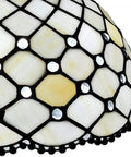 Close-up of Tiffany Style Hanging Pendant Lamp 12 Inch Stained Glass With White Jeweled Inset Antique Vintage Decor
