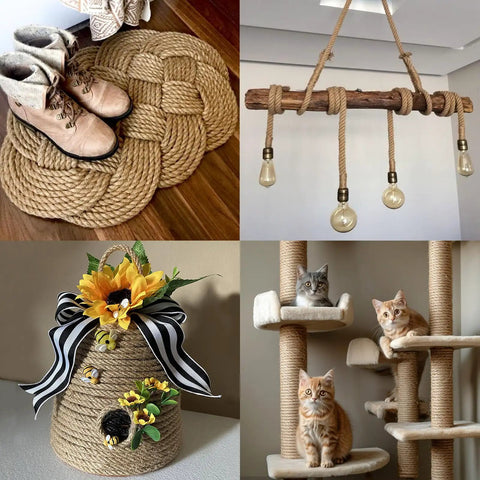 Heavy Duty Natural Jute Rope One Half Inch By 100 Feet For Crafts And DIY Projects, Braided Manila Rope Tough And Durable Ideal For Cat Scratching Posts Knots And Garden Use used for home decorations, cat trees, and craft projects