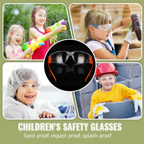 100 Pack Kids Safety Glasses Bulk Set for Lab, Sports, and Shooting - Multicolor Protective Goggles in use by children
