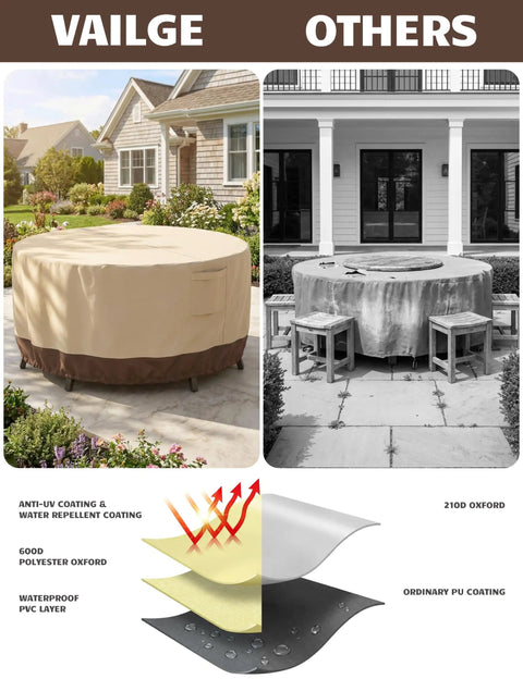 Heavy Duty 600D Oxford Waterproof Outdoor Patio Furniture Cover With Padded Handles For Tables And Chairs Windproof UV