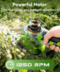 Close-up of 2-In-1 Cordless Hedge Trimmer And Grass Shear, Lightweight Handheld Yard Tool trimming bushes, highlighting motor features.