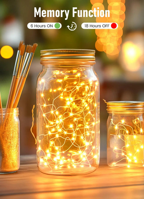 Twinkle Fairy Lights 33 Ft USB Plug In String Lights With Remote And Timer 100 LED Waterproof Wire for Jar Decor