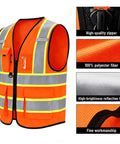 Legit Kickass High Visibility Reflective Safety Vest With Zippered Pockets And Breathable Mesh Panels Built Tough for roadwork, featuring high-quality zipper.