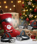 Five Pack LED Headlamps With 8 LEDs Four Lighting Modes on Christmas stocking and gifts