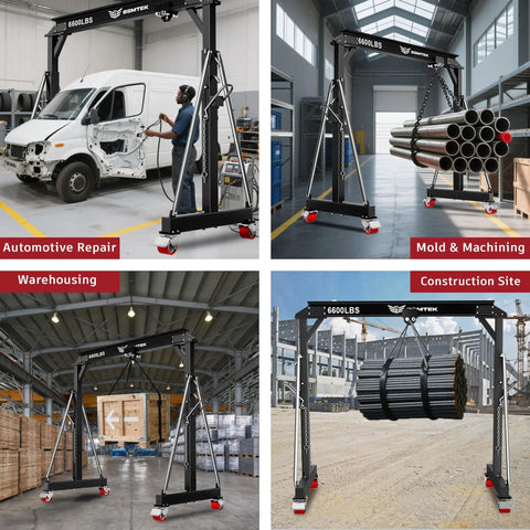 Workhorse 3 Ton Gantry Crane With Upgraded Trolley Adjustable Height 8.53 To 12.47 Feet And 9.06 Feet Width in various uses