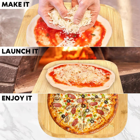 12-Inch Natural Bamboo Pizza Peel Paddle With Easy Lift Tapered Edge For No Stuck Dough Release Eco Friendly Durable Kitchen Tool