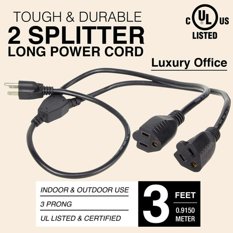 Two Way Power Splitter And Three Foot Y Style Extension Cord One Pack Converts One Outlet Into Two With Separate Cables