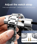 Using Watch Repair Tool Kit For Battery Replacement, Strap Adjustment, Link Pin Remover, Case Back Opener And Pry Knife With Hammer And Spring Bar Tools