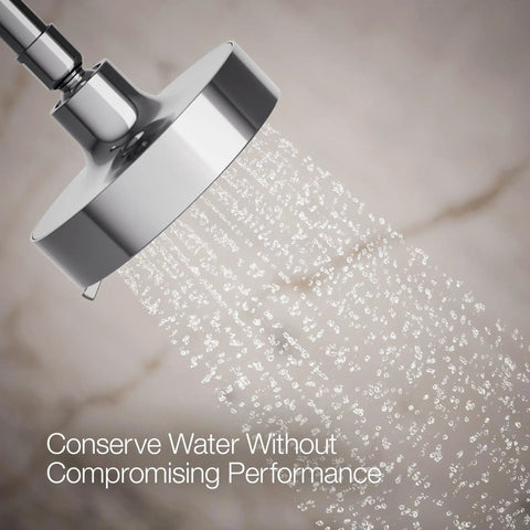 Purist Three Function Shower Head With 1.75 GPM High Pressure Spray, polished chrome finish, water flow shown
