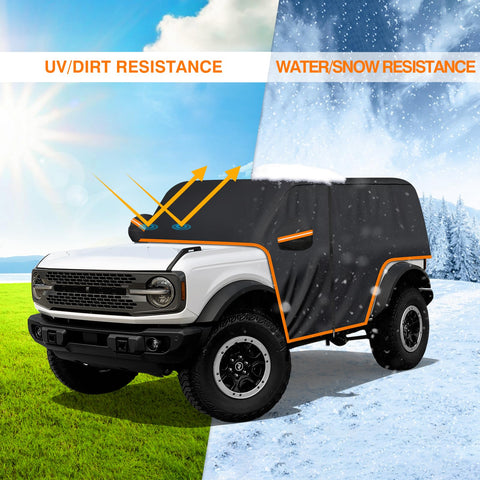 Ford Bronco 2 Door Cab Cover 420D Oxford Fabric Waterproof All Weather Sun Rain UV Dust Protection With Zipper Door