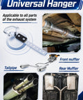 Beefy Heavy Duty Universal Exhaust Hanger Kit with heat resistant rubber pads shown with car exhaust system installation.