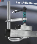 8 Inch F Clamp 2 Pack For Welding With Four And Three Quarters Inch Throat Depth Light Duty Clamps Forged Steel Body Delivers 550kg Clamping Pressure Ideal For DIY Shop Projects And Steel Work showing fast adjustment feature