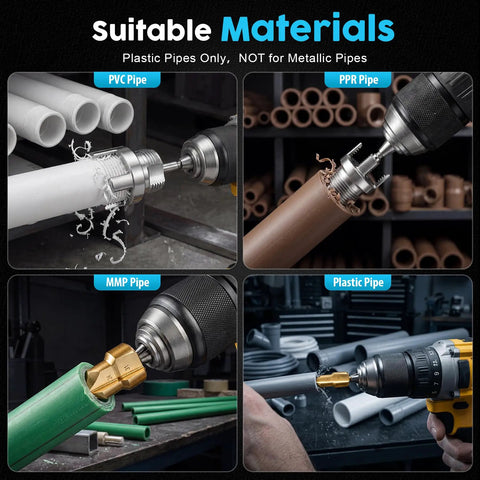 Pipe Threading And Reaming Tool Kit For PVC Plumbing Projects With Cutter Set Of 10 Pcs used on various plastic pipes