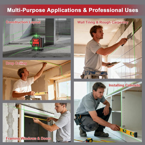 4D 16 Line Laser Level With 4x360 Degree Coverage Self Leveling Green Beam Pro Grade Tripod And Remote Cross Line Construction Tool, construction layout and tile work