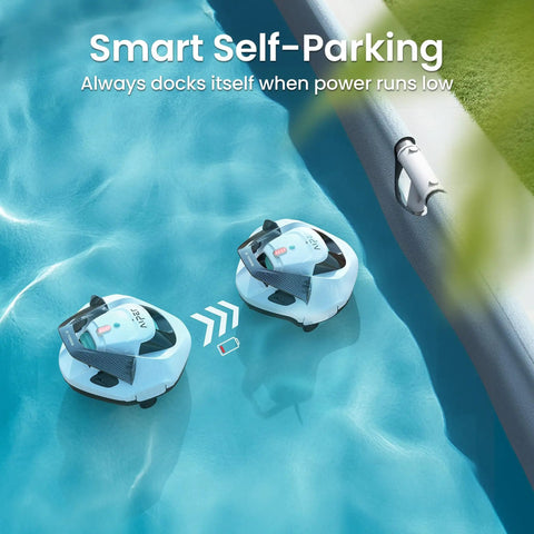 Seagull SE Cordless Robotic Pool Cleaner For Above Ground Pools With LED Indicator 100 Minute Runtime Self Parking Deep Cleaning Ideal
