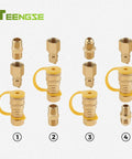 Three Eighths Inch Natural Gas Quick Connect Fittings Kit For Propane Grills And Patio Heaters with brass fittings and yellow caps