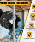 Two Pack Nut Zipper Drill Attachment For Quick Nut Removal in use on threaded rods, showcases sizes 1/4, 3/8, and 1/2 inch in construction site.
